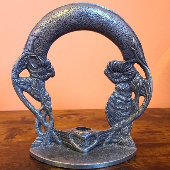 Vintage Carson Songbird Pewter Taper Candle Holder - Picture 3 of 5